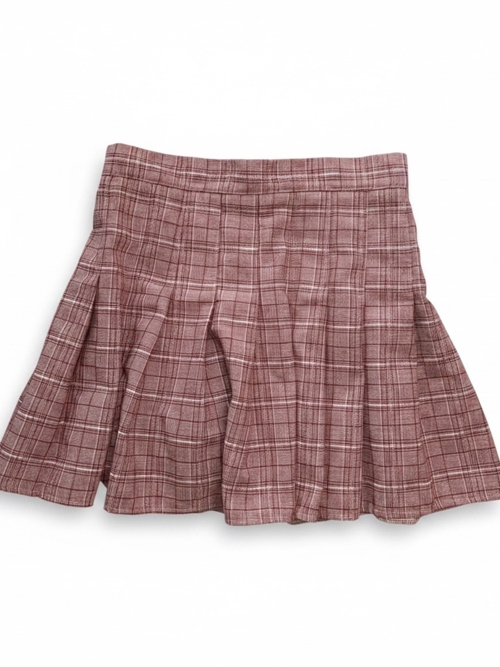 Plaid Pleated Mini Skort in Red & White
